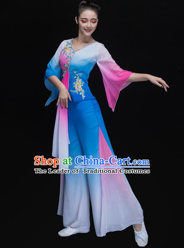 Traditional Chinese Yangge Fan Dancing Costume Modern Dance Dress Clothing
