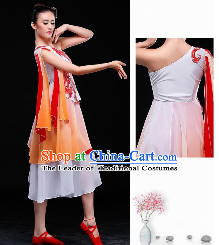 Traditional Chinese Yangge Fan Dancing Costume Modern Dance Dress Clothing