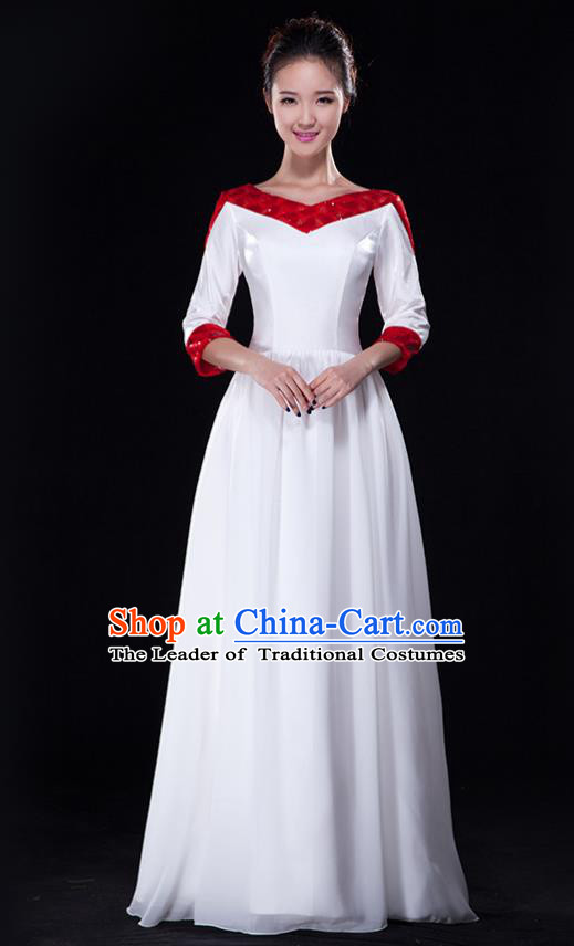 Traditional Chinese Modern Dance Costume, Opening Dance Chorus Singing Group Dress Clothing for Women