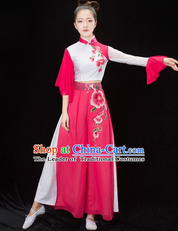 Traditional Chinese Yangge Fan Dancing Costume Modern Dance Dress Clothing