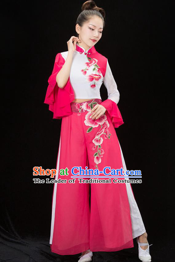 Traditional Chinese Yangge Fan Dancing Costume Modern Dance Dress Clothing