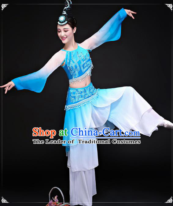 Traditional Chinese Yangge Fan Dancing Costume Modern Dance Dress Clothing