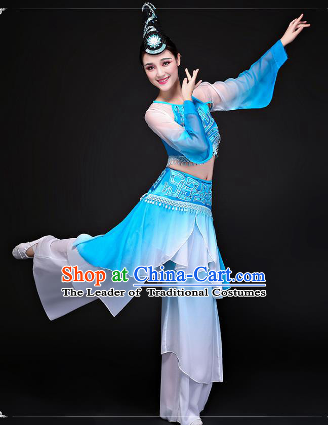 Traditional Chinese Yangge Fan Dancing Costume Modern Dance Dress Clothing