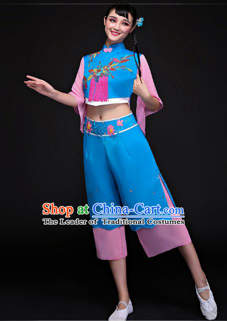 Traditional Chinese Yangge Fan Dancing Costume Modern Dance Dress Clothing