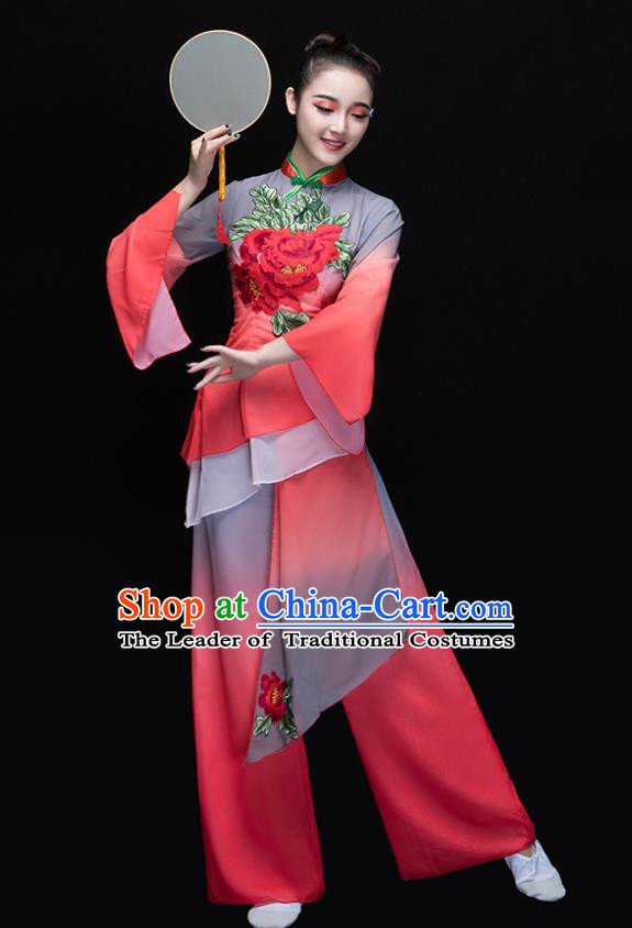 Traditional Chinese Yangge Fan Dancing Costume Modern Dance Dress Clothing