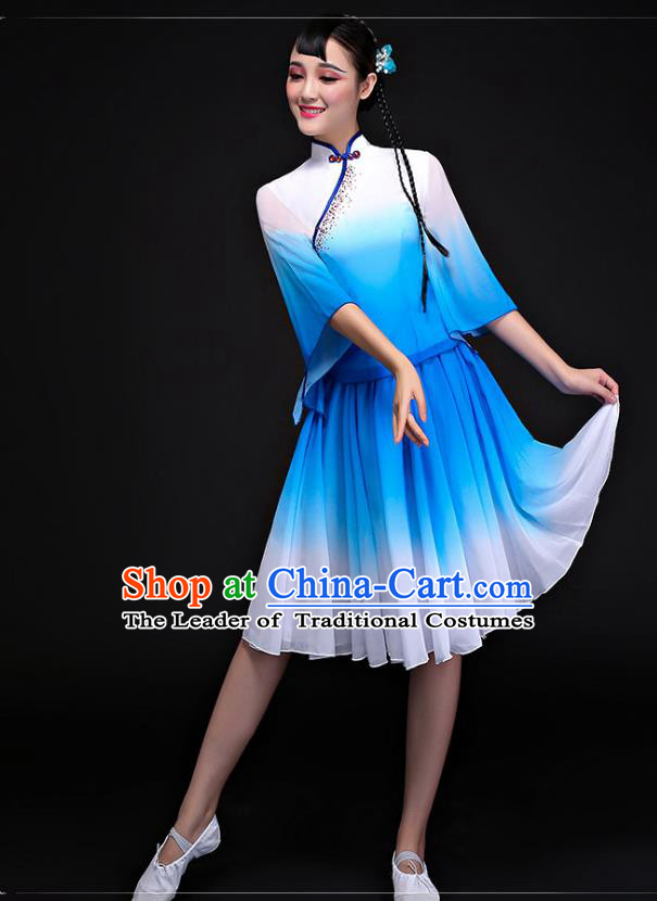 Traditional Chinese Yangge Fan Dancing Costume Modern Dance Dress Clothing