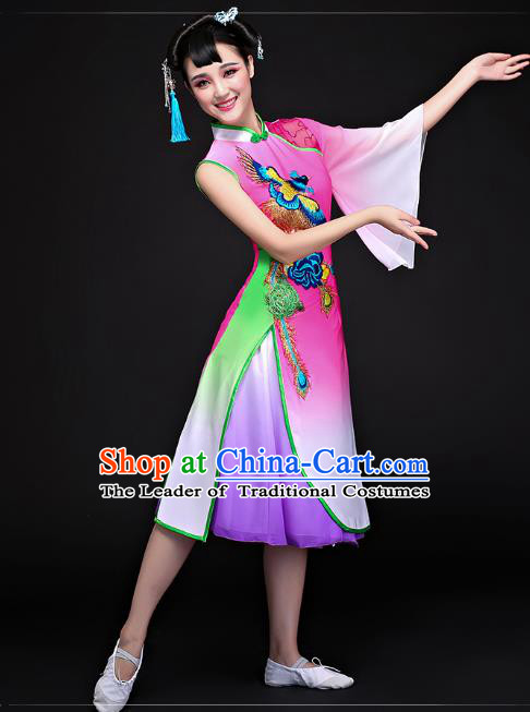 Traditional Chinese Yangge Fan Dancing Costume Modern Dance Dress Clothing