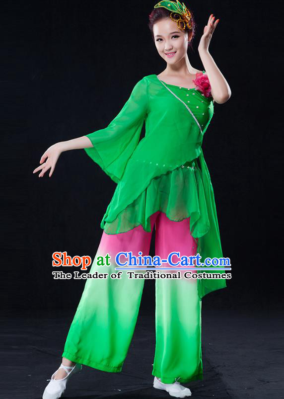 Traditional Chinese Yangge Fan Dancing Costume Modern Dance Dress Clothing