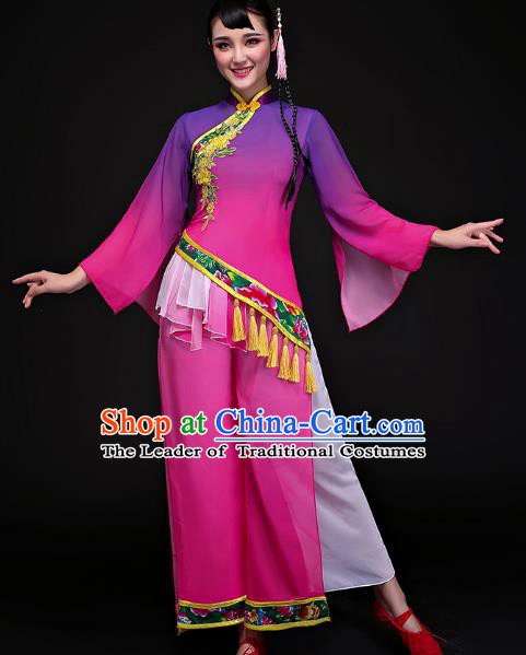 Traditional Chinese Yangge Fan Dancing Costume Modern Dance Dress Clothing