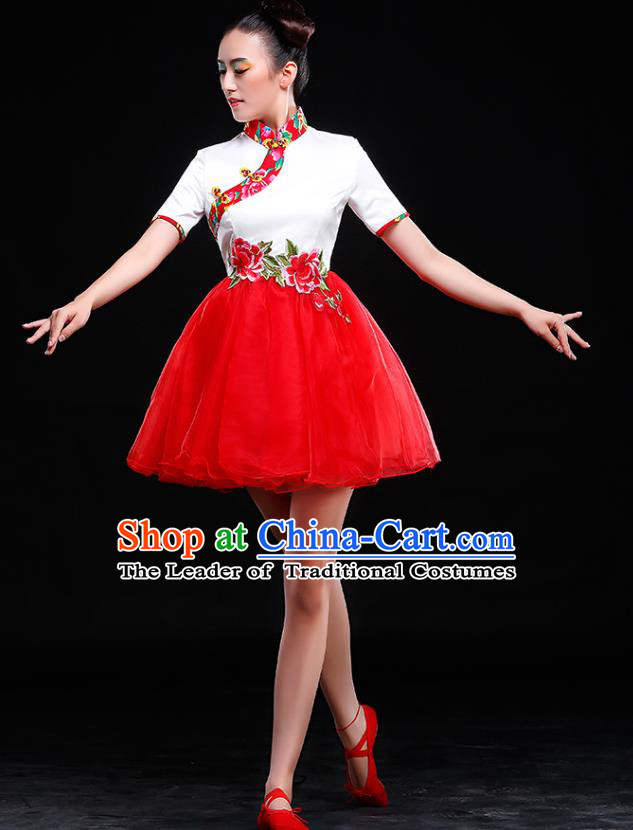 Traditional Chinese Yangge Fan Dancing Costume Modern Dance Dress Clothing