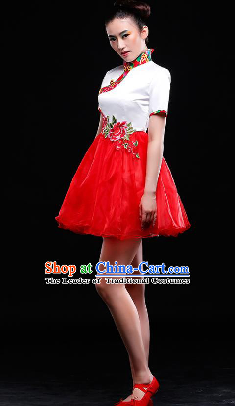 Traditional Chinese Yangge Fan Dancing Costume Modern Dance Dress Clothing