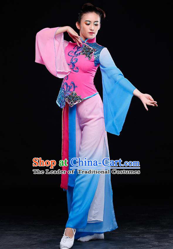 Traditional Chinese Yangge Fan Dancing Costume Modern Dance Dress Clothing