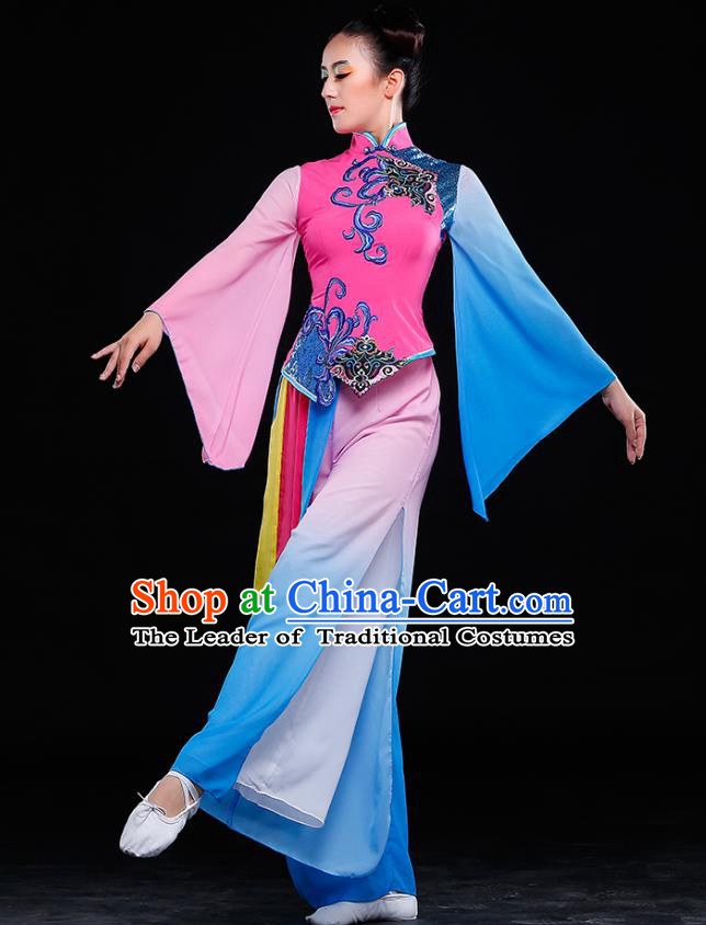 Traditional Chinese Yangge Fan Dancing Costume Modern Dance Dress Clothing