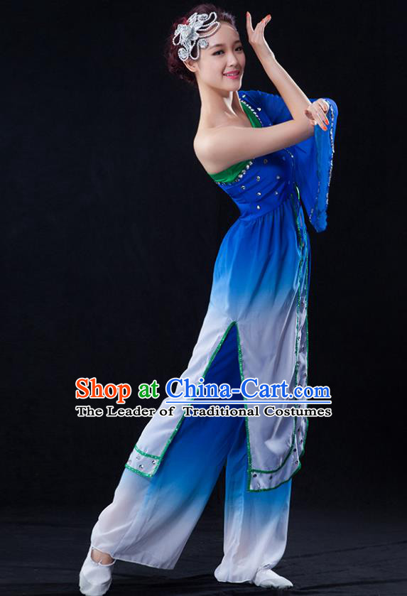 Traditional Chinese Yangge Fan Dancing Costume Modern Dance Dress Clothing