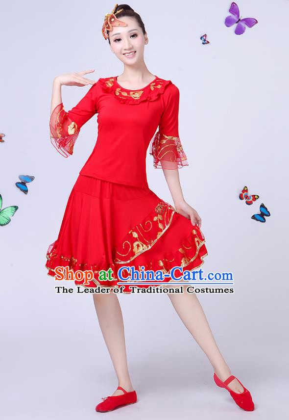 Traditional Chinese Yangge Fan Dancing Costume Classical Dance Modern Dance Dress Clothing