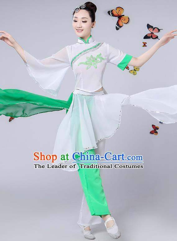 Traditional Chinese Classical Umbrella Dance Costume, China Yangko Folk Fan Dance Clothing for Women