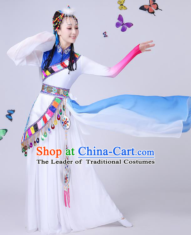 Traditional Chinese Mongol Nationality Dance Costume, Chinese Mongolian Minority Folk Dance Embroidery Clothing for Women