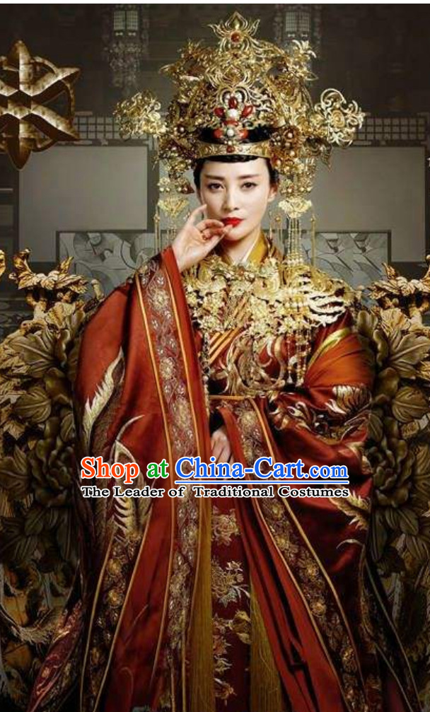 Chinese Ancient Empress Embroidered Phoenix Wedding Dresses