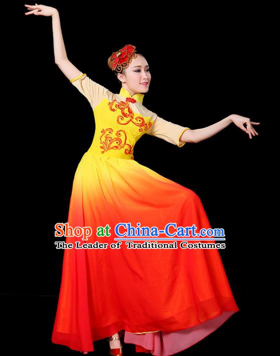 Traditional Chinese Modern Dance Opening Jazz Dance Clothing Chorus Classical Dance Big Swing Dress for Women