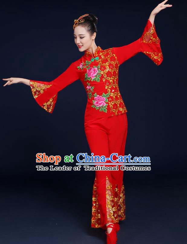 Traditional Chinese Yangge Fan Dancing Costume Classical Dance Modern Dance Dress Clothing