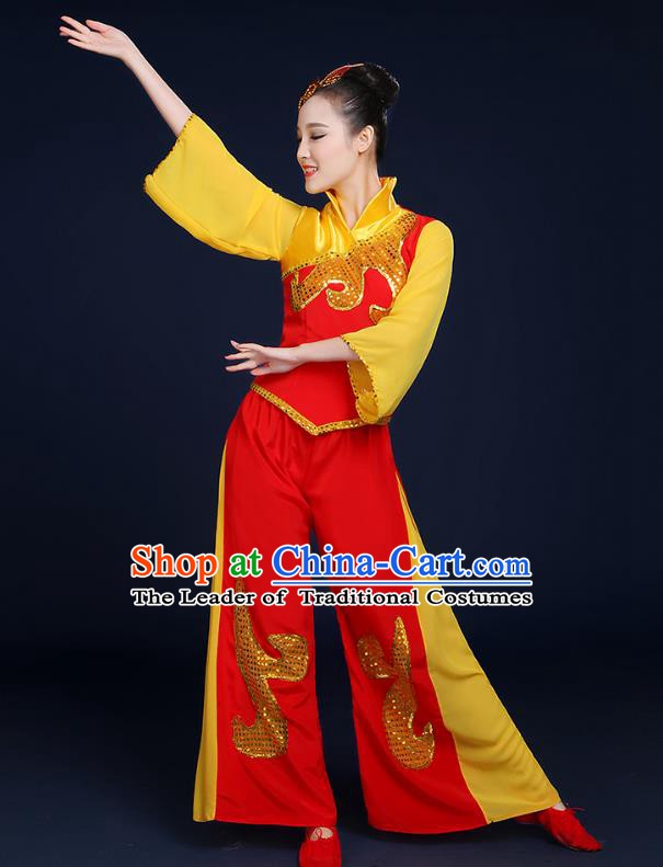 Traditional Chinese Yangge Fan Dancing Costume Classical Dance Modern Dance Dress Clothing