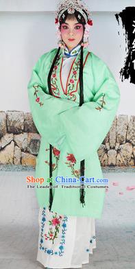Chinese Beijing Opera Actress Costume Light Green Embroidered Cape, Traditional China Peking Opera Diva Embroidery Clothing