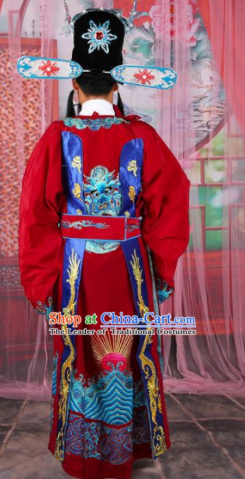 Traditional China Beijing Opera Costume Gifted Scholar Embroidered Robe and Hat Ancient Chinese Peking Opera Embroidery Clothing