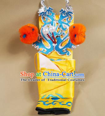 Asian Chinese Beijing Opera Takefu Yellow Hats, Traditional China Peking Opera Martial Role Headwear