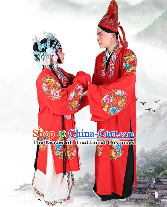 Traditional China Beijing Opera Costume Gifted Scholar Embroidered Robe and Hat Ancient Chinese Peking Opera Embroidery Clothing