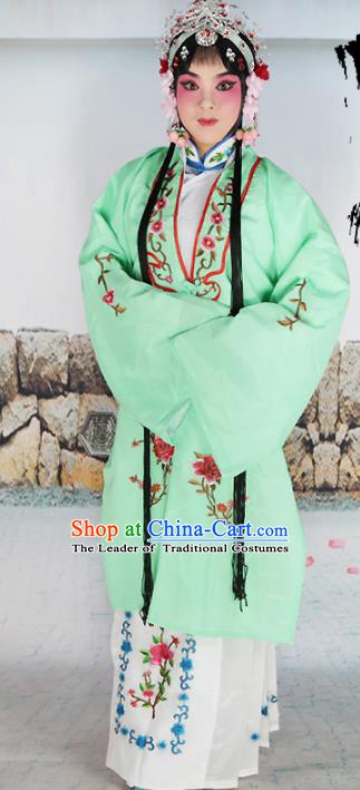 Chinese Beijing Opera Actress Nobility Lady Embroidered Green Costume, China Peking Opera Diva Embroidery Clothing