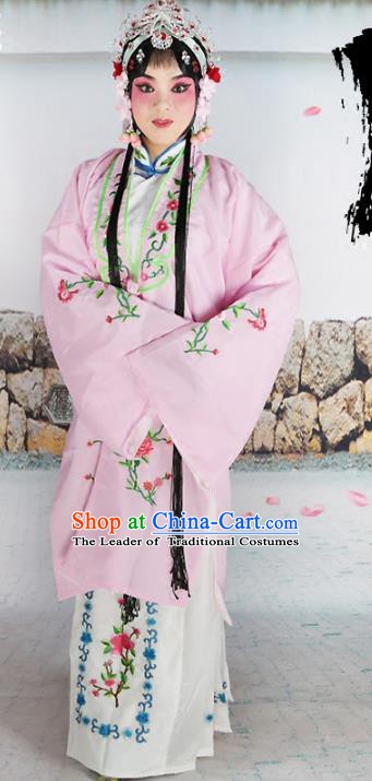 Chinese Beijing Opera Actress Nobility Lady Embroidered Pink Costume, China Peking Opera Diva Embroidery Clothing