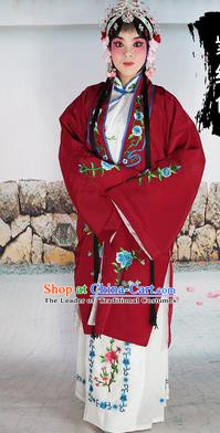 Chinese Beijing Opera Actress Nobility Lady Embroidered Purplish Red Costume, China Peking Opera Diva Embroidery Clothing