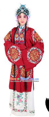 Chinese Beijing Opera Actress Embroidered Wine Red Costume, China Peking Opera Diva Embroidery Clothing