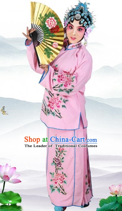 Chinese Beijing Opera Actress Young Lady Embroidered Pink Costume, China Peking Opera Embroidery Clothing