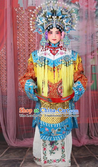 Chinese Beijing Opera Actress Imperial Concubine Costume Embroidered Robe, China Peking Opera Diva Clothing and Phoenix Coronet