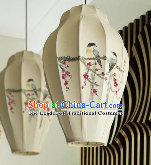 Traditional Chinese Handmade Painting Birds Palace Lantern China Desk Palace Lamp
