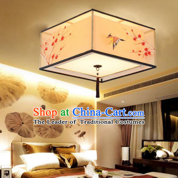 Traditional Chinese Handmade Painting Wintersweet Silk Palace Lantern China Ceiling Palace Lamp