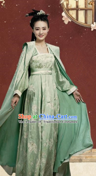 Traditional Ancient Chinese Tang Dynasty Palace Lady Princess Embroidered Costume for Women