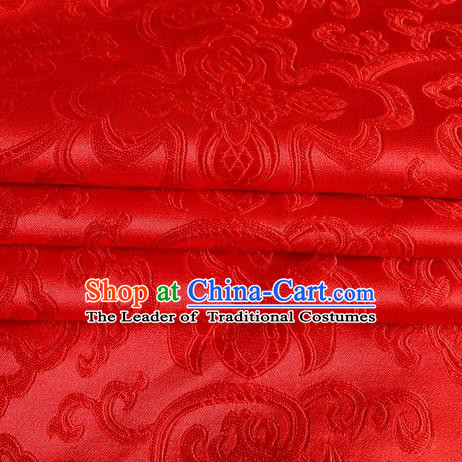 Chinese Royal Palace Traditional Costume Rich Pattern Red Satin Brocade Fabric, Chinese Ancient Clothing Drapery Hanfu Cheongsam Material