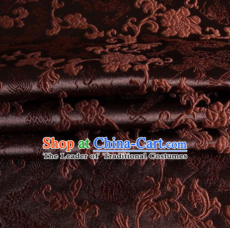 Chinese Traditional Costume Royal Palace Dragons Pattern Coffee Satin Brocade Fabric, Chinese Ancient Clothing Drapery Hanfu Cheongsam Material