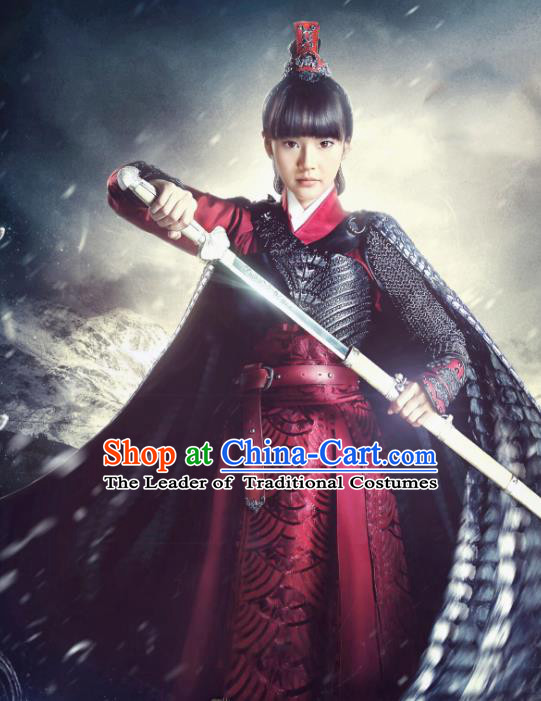 Traditional Chinese Tang Dynasty Swordswoman Female General Costume for Women