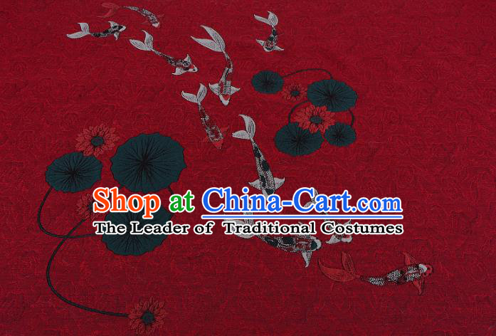 Chinese Traditional Costume Royal Palace Jacquard Weave Red Brocade Fabric, Chinese Ancient Clothing Drapery Hanfu Cheongsam Material