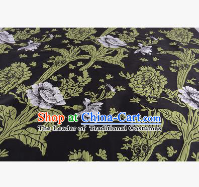 Chinese Traditional Costume Royal Palace Jacquard Weave Black Satin Brocade Fabric, Chinese Ancient Clothing Drapery Hanfu Cheongsam Material