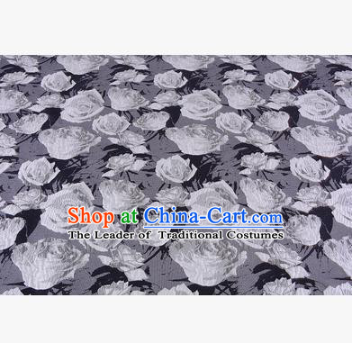 Chinese Traditional Costume Royal Palace Jacquard Weave Rose Grey Fabric, Chinese Ancient Clothing Drapery Hanfu Cheongsam Material