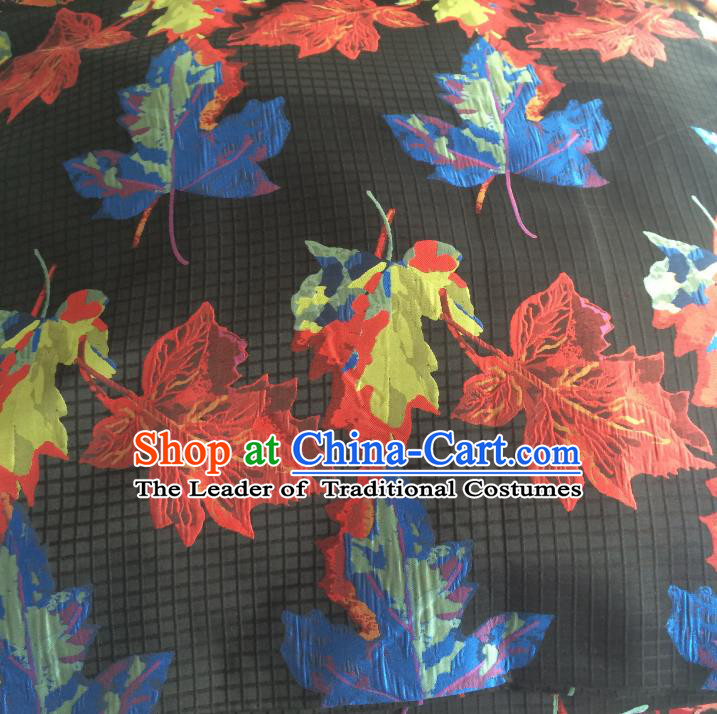 Chinese Traditional Costume Royal Palace Printing Maple Leaf Brocade Fabric, Chinese Ancient Clothing Drapery Hanfu Cheongsam Material