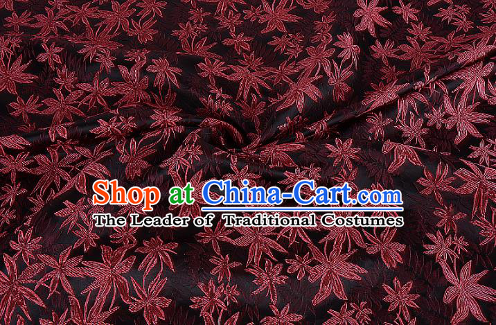 Chinese Traditional Costume Royal Palace Maple Leaf Pattern Brocade Fabric, Chinese Ancient Clothing Drapery Hanfu Cheongsam Material