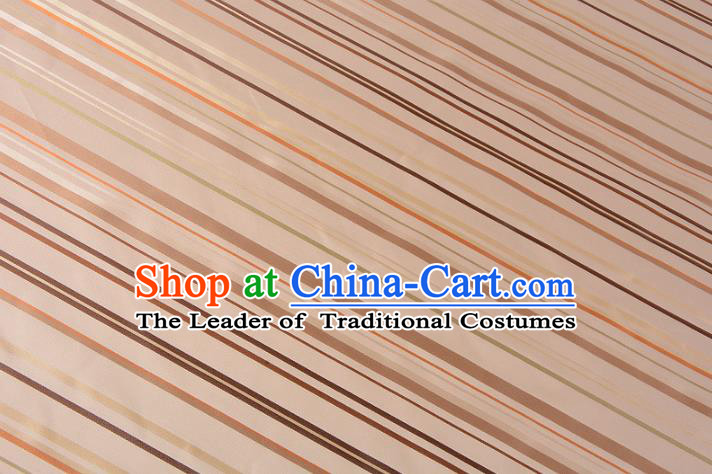 Chinese Traditional Costume Royal Palace Stripe Pattern Golden Silk Brocade Fabric, Chinese Ancient Clothing Drapery Hanfu Cheongsam Material