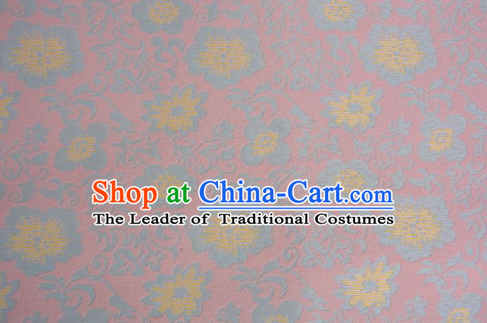 Chinese Traditional Costume Royal Palace Printing Flowers Pink Brocade Fabric, Chinese Ancient Clothing Drapery Hanfu Cheongsam Material