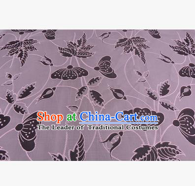 Chinese Traditional Costume Royal Palace Butterfly Pattern Lilac Brocade Fabric, Chinese Ancient Clothing Drapery Hanfu Cheongsam Material