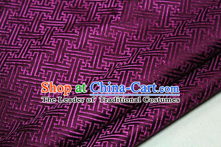 Chinese Traditional Costume Royal Palace Pattern Mongolian Robe Purple Brocade Fabric, Chinese Ancient Clothing Drapery Hanfu Cheongsam Material